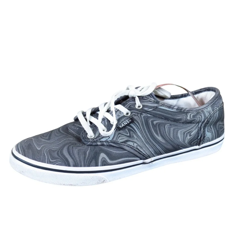 Vans Authentic Lo Pro Women Shoe Size 8 Casual Skate Grey Black Marble Canvas